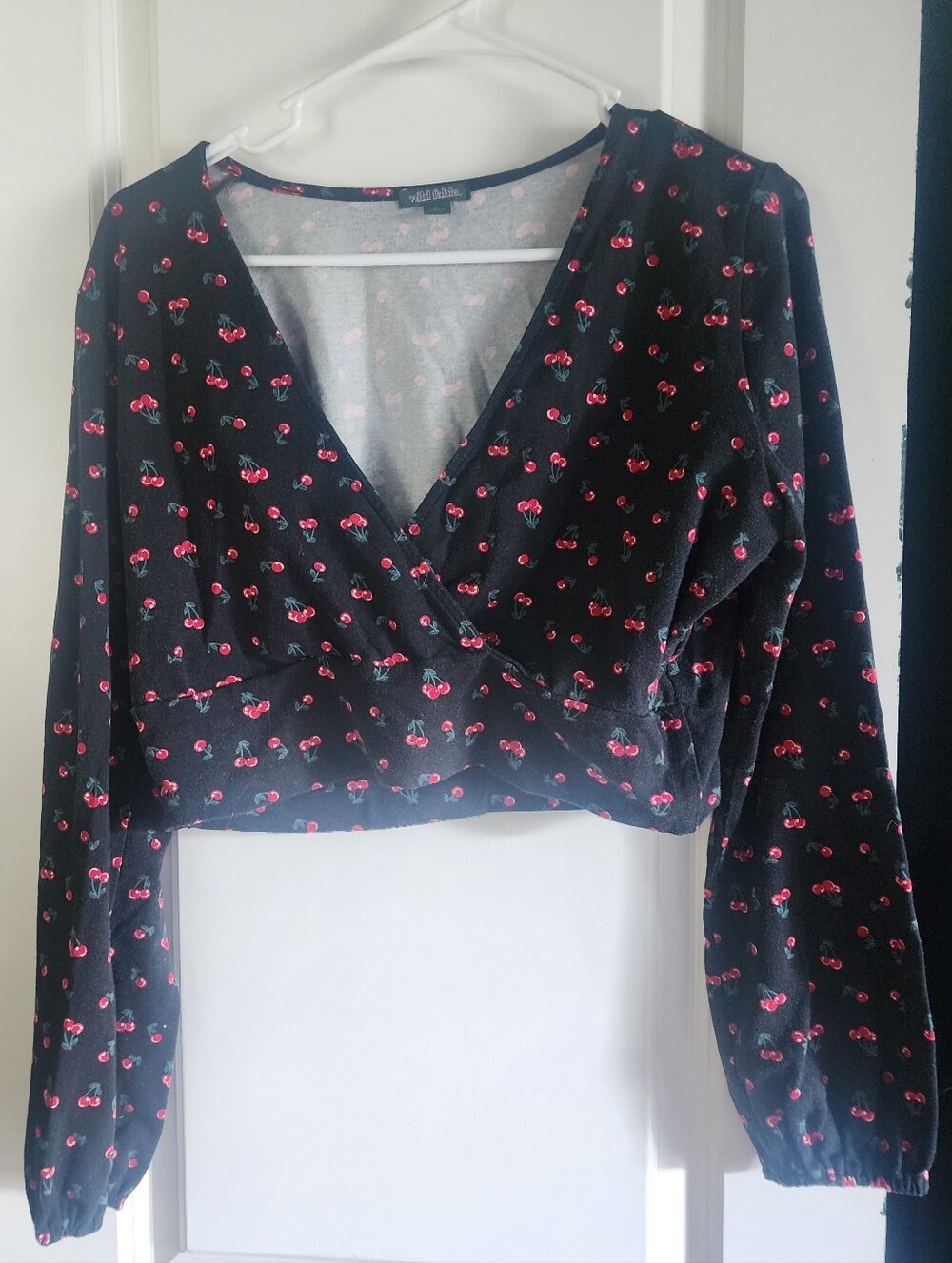 Wild Fable Black Cherry Wrap-Front Crop Top